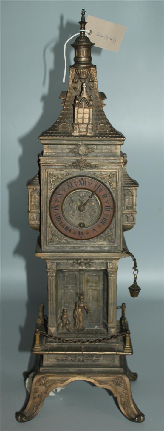 Ornate metal mantle clock